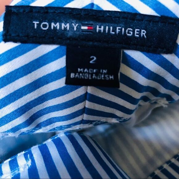 Tommy Hilfiger Wrap Nautical Blue White Stripes Printed Belted Skort Sz 2 NWOT - Picture 11 of 12
